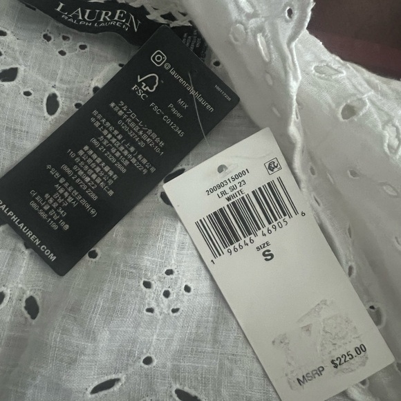 Lauren Ralph Lauren NWT White Eyelet Linen Duster Cottagecore Boho Coastal Small - Picture 12 of 15